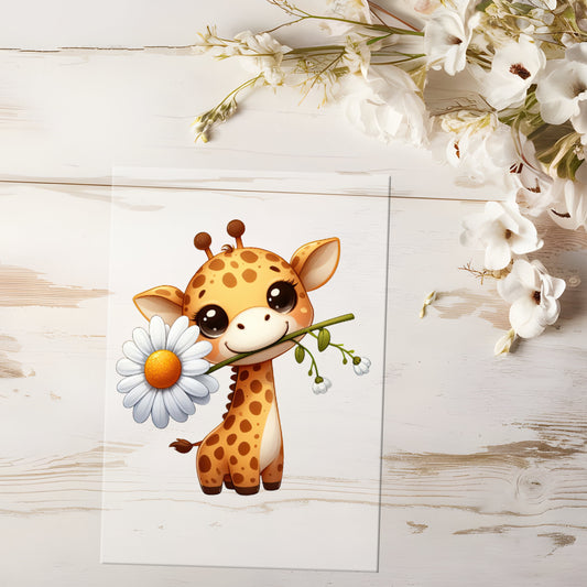 Bügelbild - Giraffe mit Blume #0585