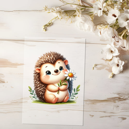 Bügelbild - Igel mit Blume #0579