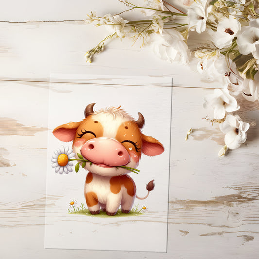 Bügelbild - Kuh mit Blume #0575
