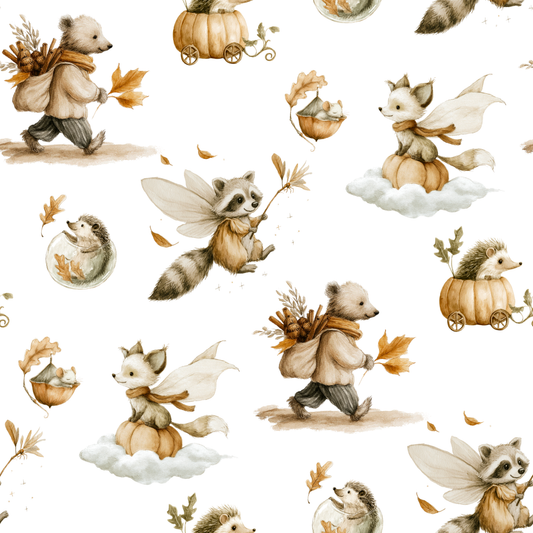 Süße Herbsttiere weiß