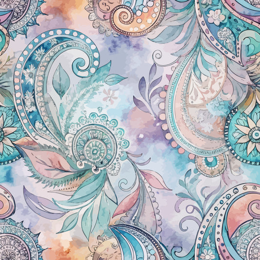 Auktion - 0,5m Jersey - Paisley Pastell Lila