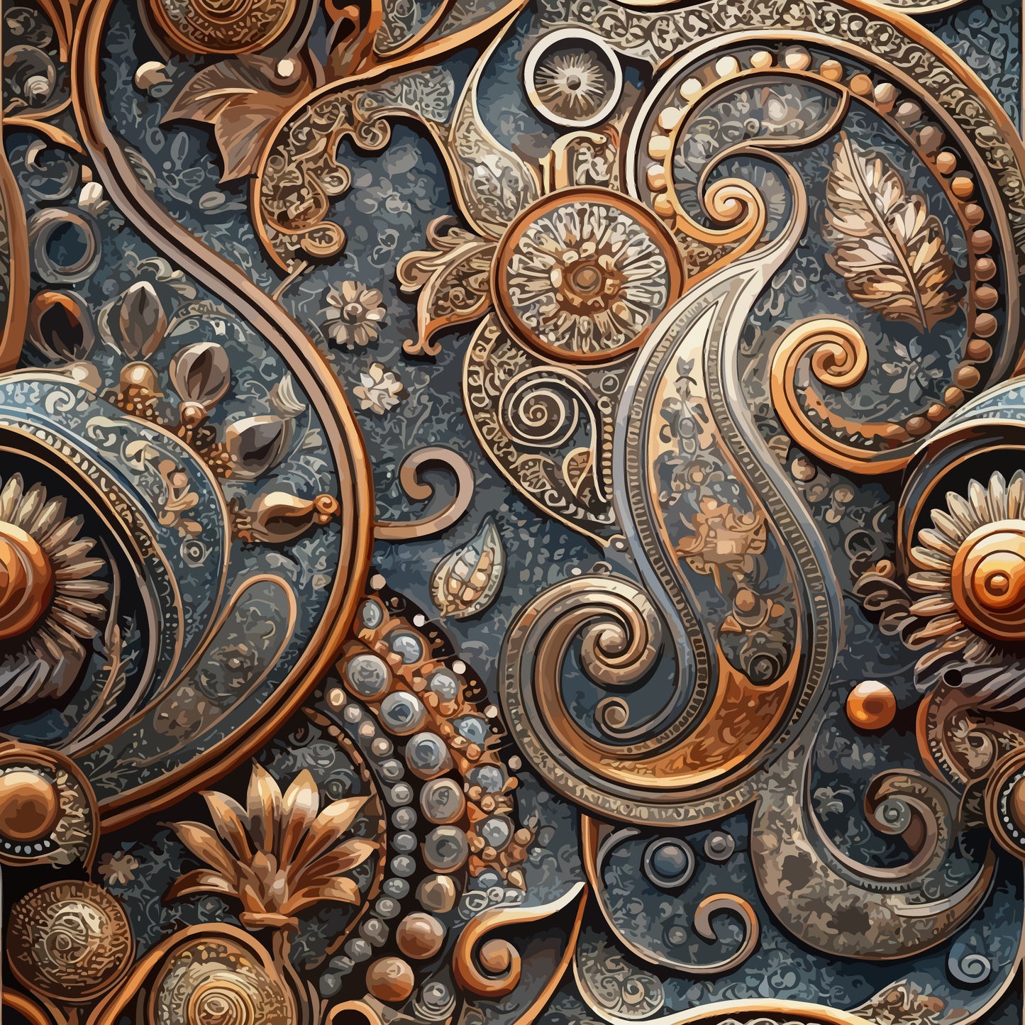 Auktion - 0,5m Jersey - Paisley Bronze/Grau 2