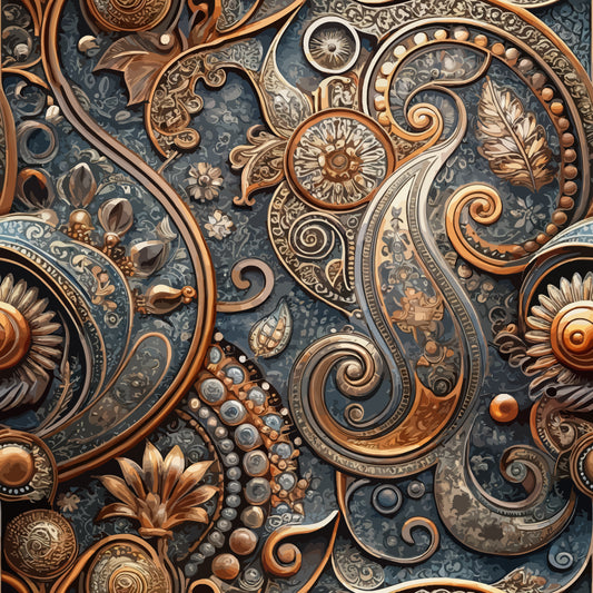 Auktion - 0,5m Jersey - Paisley Bronze/Grau 2