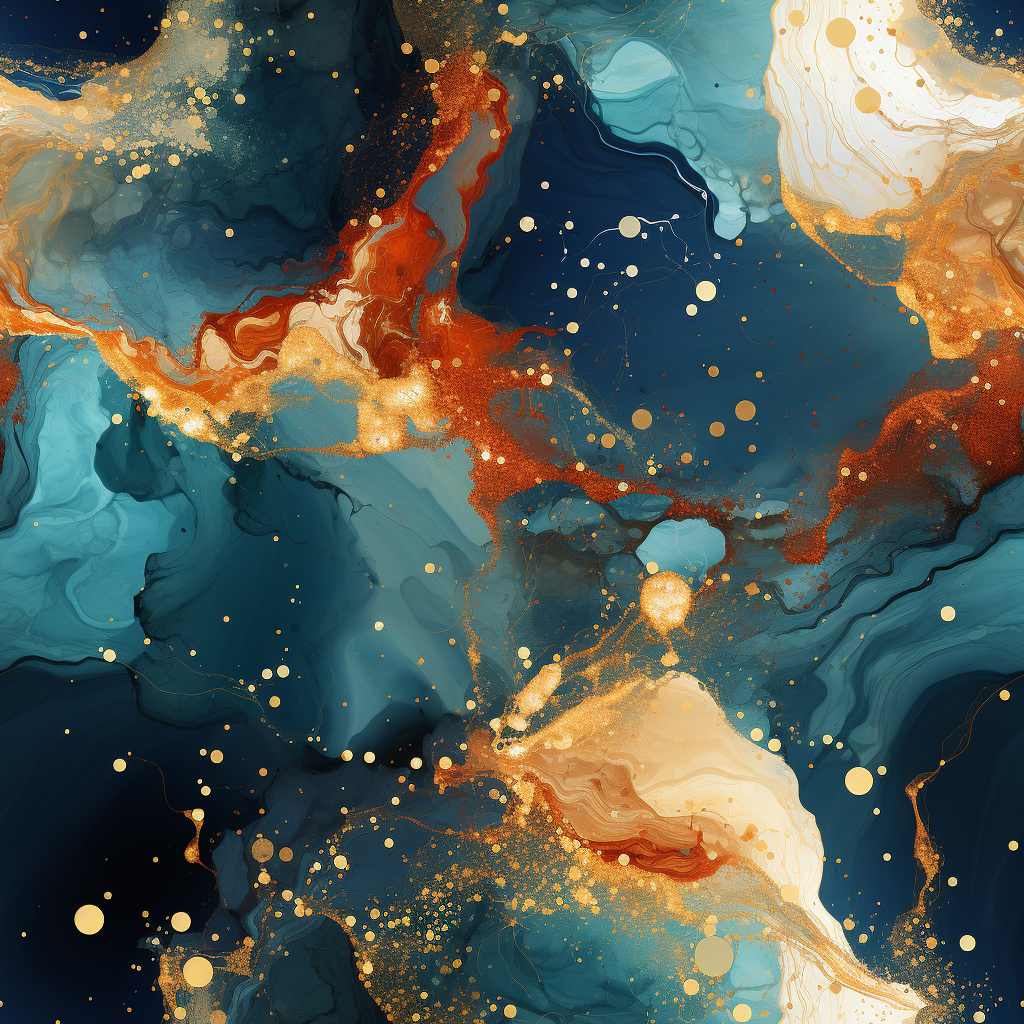 Watercolour Petrol/Gold