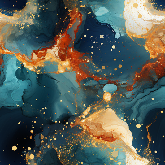 Watercolour Petrol/Gold