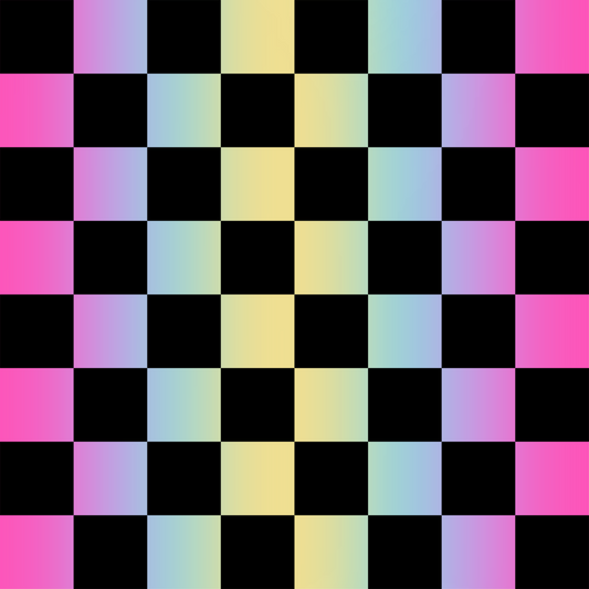 Auktion - 0,5m Jersey - Karos Regenbogen/Schwarz