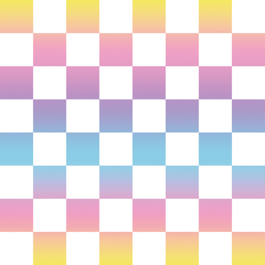 Auktion - 0,5m Jersey - Karos Regenbogen/weiß