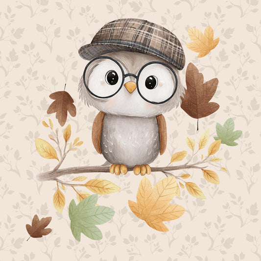 Sommersweat - Panel - Süße Herbsttiere Eule