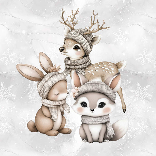 Sommersweat - Panel - Wintertiere Grau