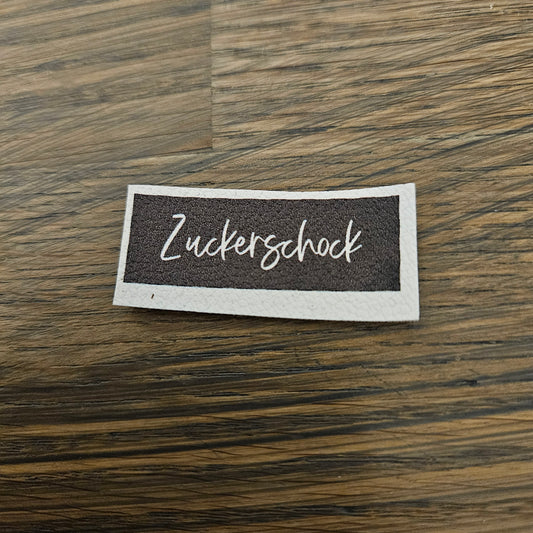 Kunstlederlabel - Zuckerschock Braun 1,3x4,2cm