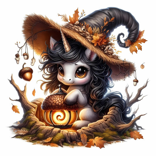 Auktion - Bügelbild - Halloween Einhorn 2 - 15cm
