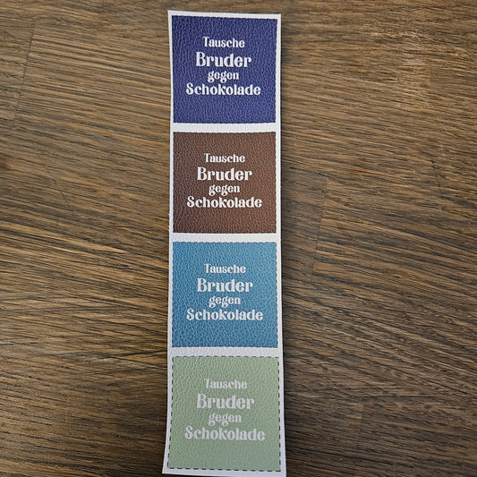 Kunstlederlabel Set - Tausche Bruder Blau