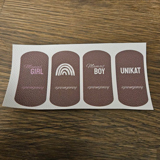 Kunstlederlabel Set - Klapplabels Braun