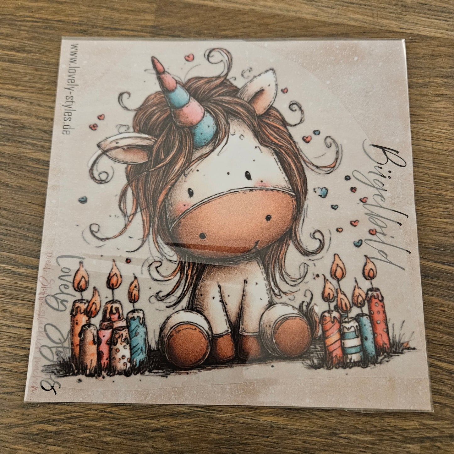 Bügelbild - Geburtstag Einhorn ca. 15cm