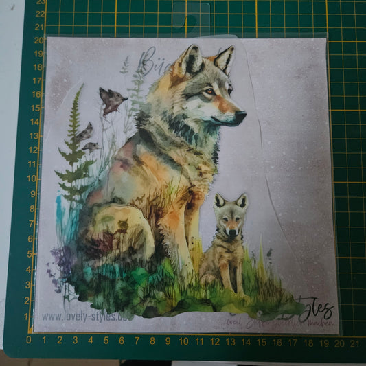 Bügelbild - Watercolour Wölfe ca. 20cm