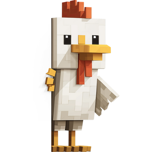 Auktion - Bügelbild - Pixel World Huhn 1 - 20cm