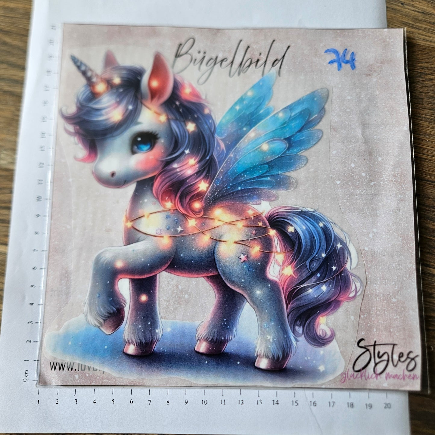 Bügelbild - Einhorn Sparkle ca. 20cm