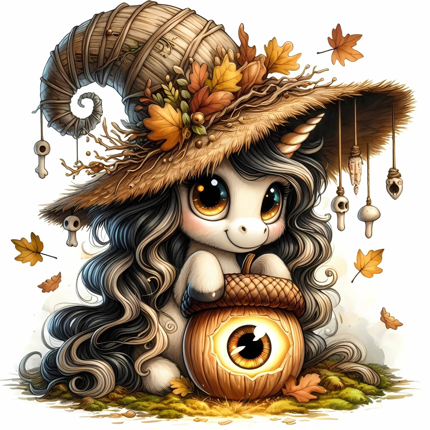 Auktion - Bügelbild - Halloween Einhorn 7 - 15cm