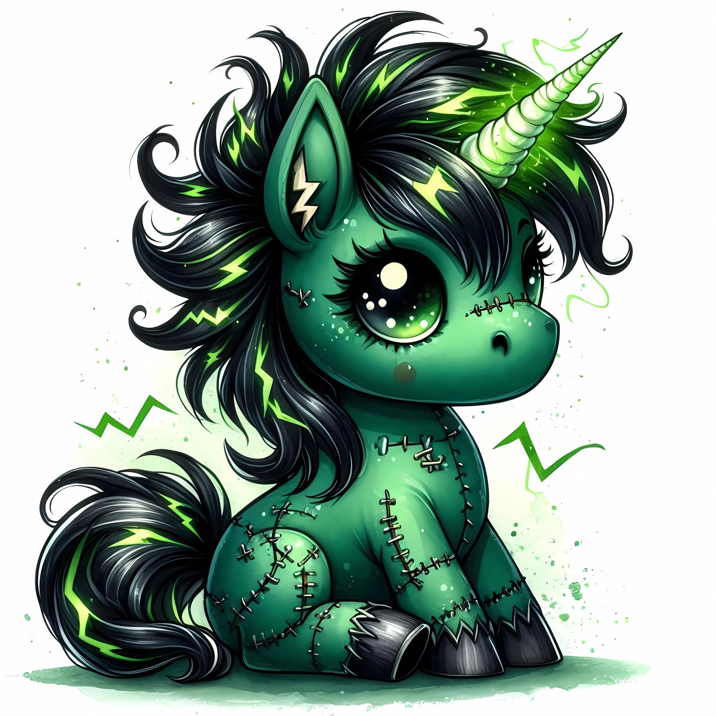 Auktion - Bügelbild - Frankenstein Einhorn 2 - 20cm