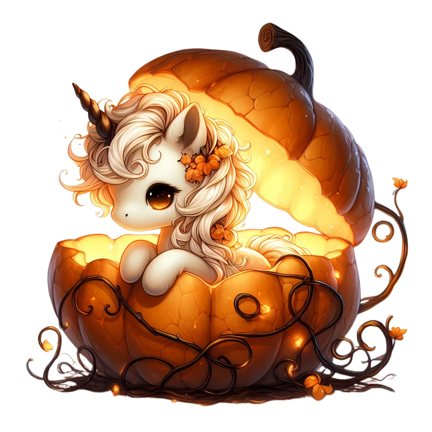 Auktion - Bügelbild - Einhorn Kürbis 9 - 15cm