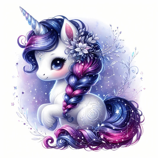 Auktion - Bügelbild - Sparkle Einhorn Lila 6 - 15cm