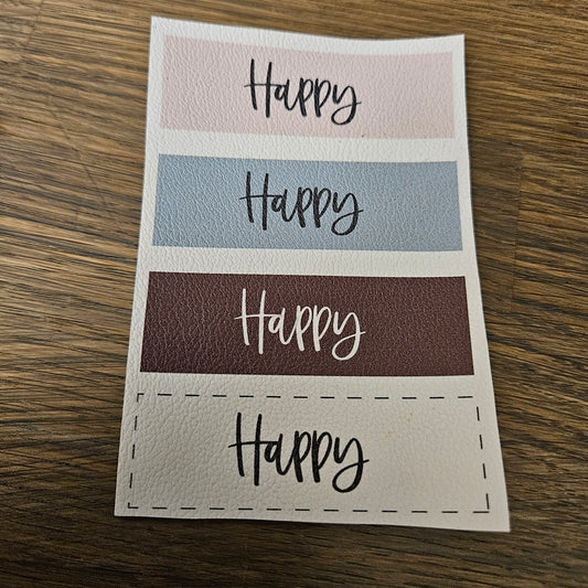Kunstlederlabel  Set - Happy