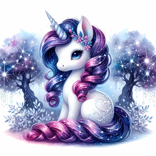 Auktion - Bügelbild - Sparkle Einhorn Lila 4 - 15cm