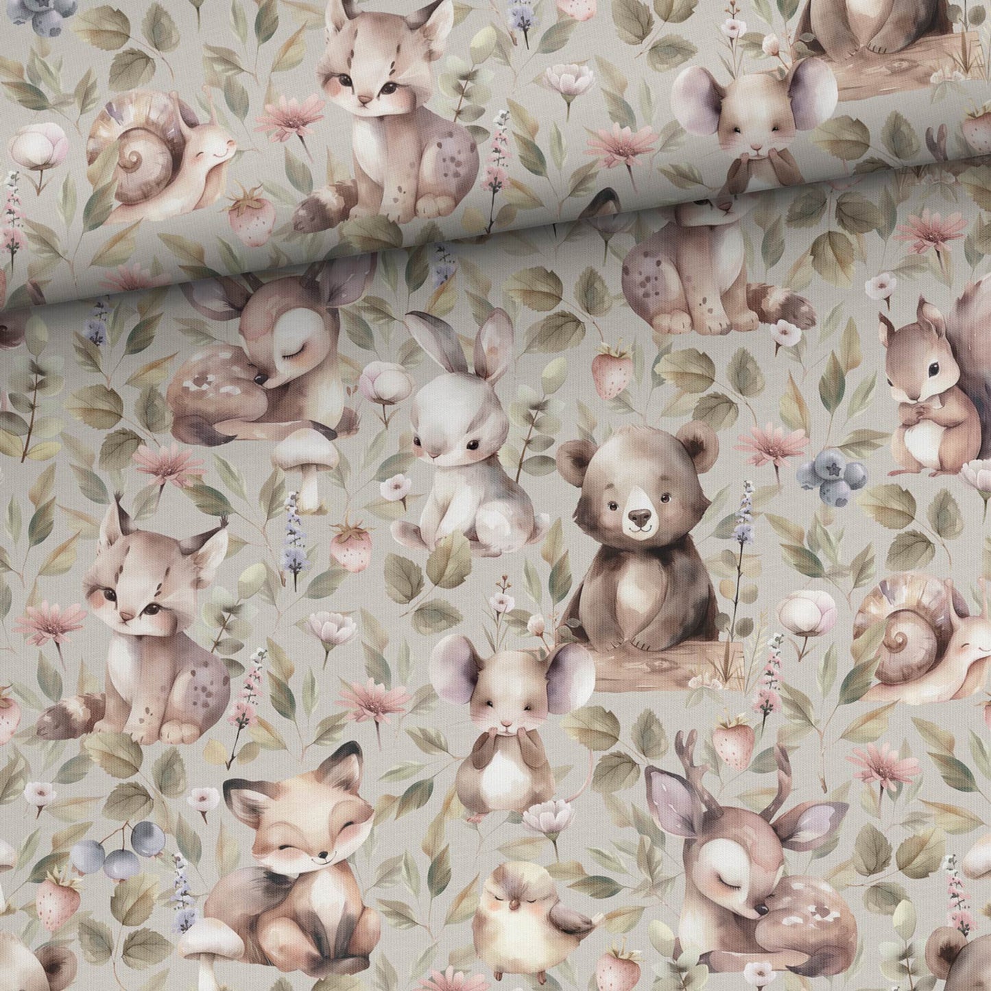 Sommersweat - Waldtiere Creme Allover