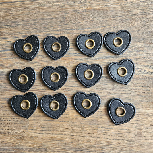 Set Ösenpatches Herz Schwarz 12 Stk