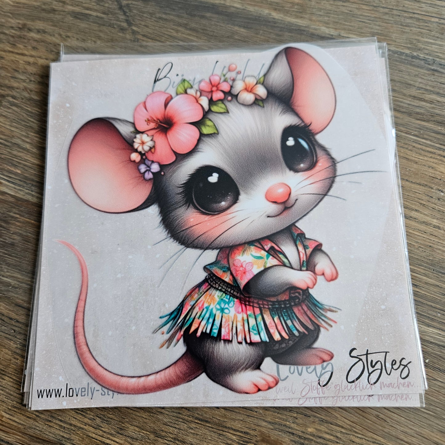 Bügelbild - Aloha Maus ca. 15cm