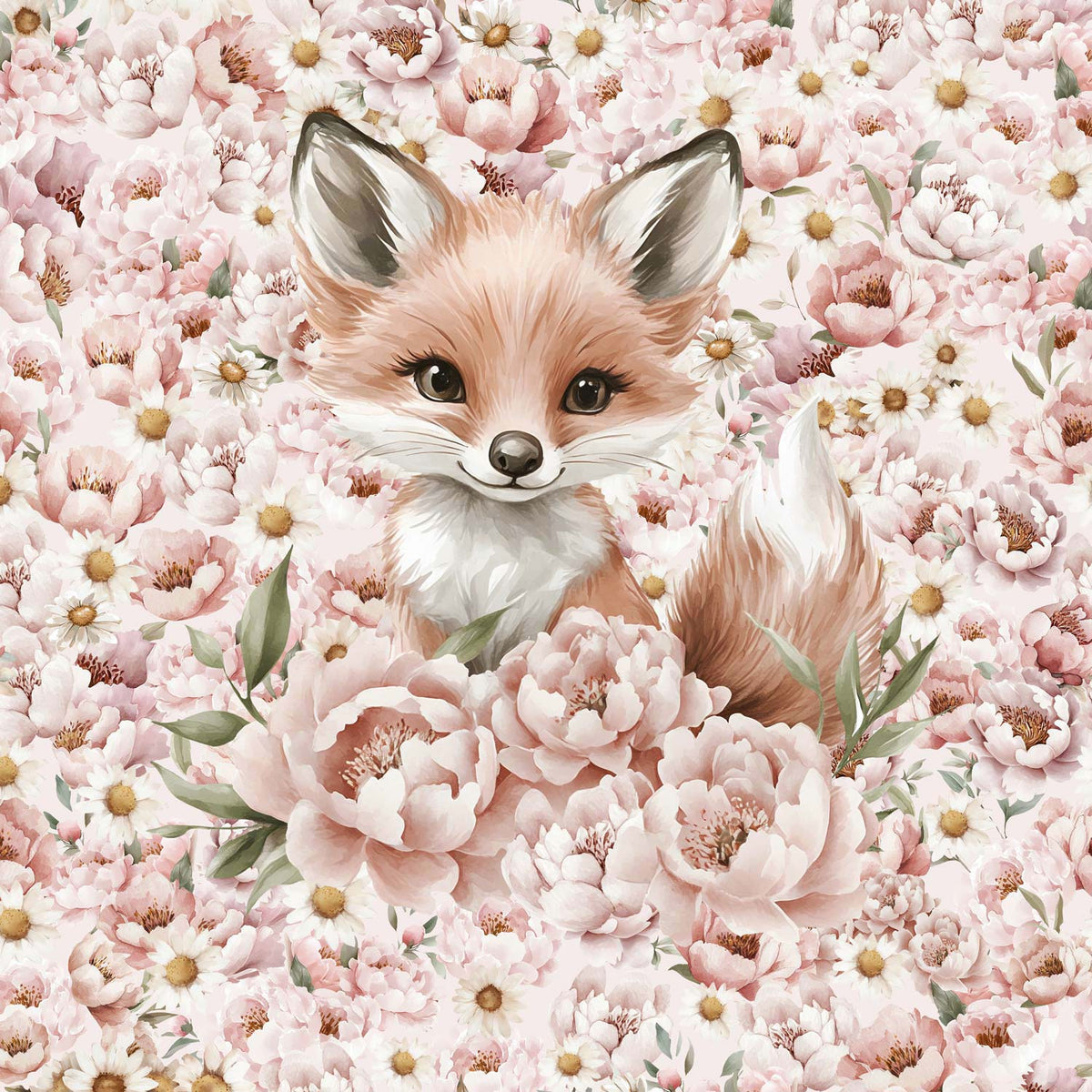 Sommersweat - Waldtiere Blumen Rosa
