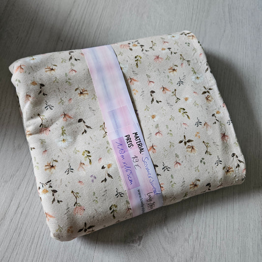 Sommersweat - Blumen Beige 1,12m