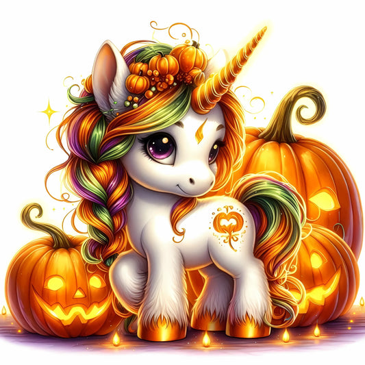 Auktion - Bügelbild - Einhorn Kürbis 5 - 15cm