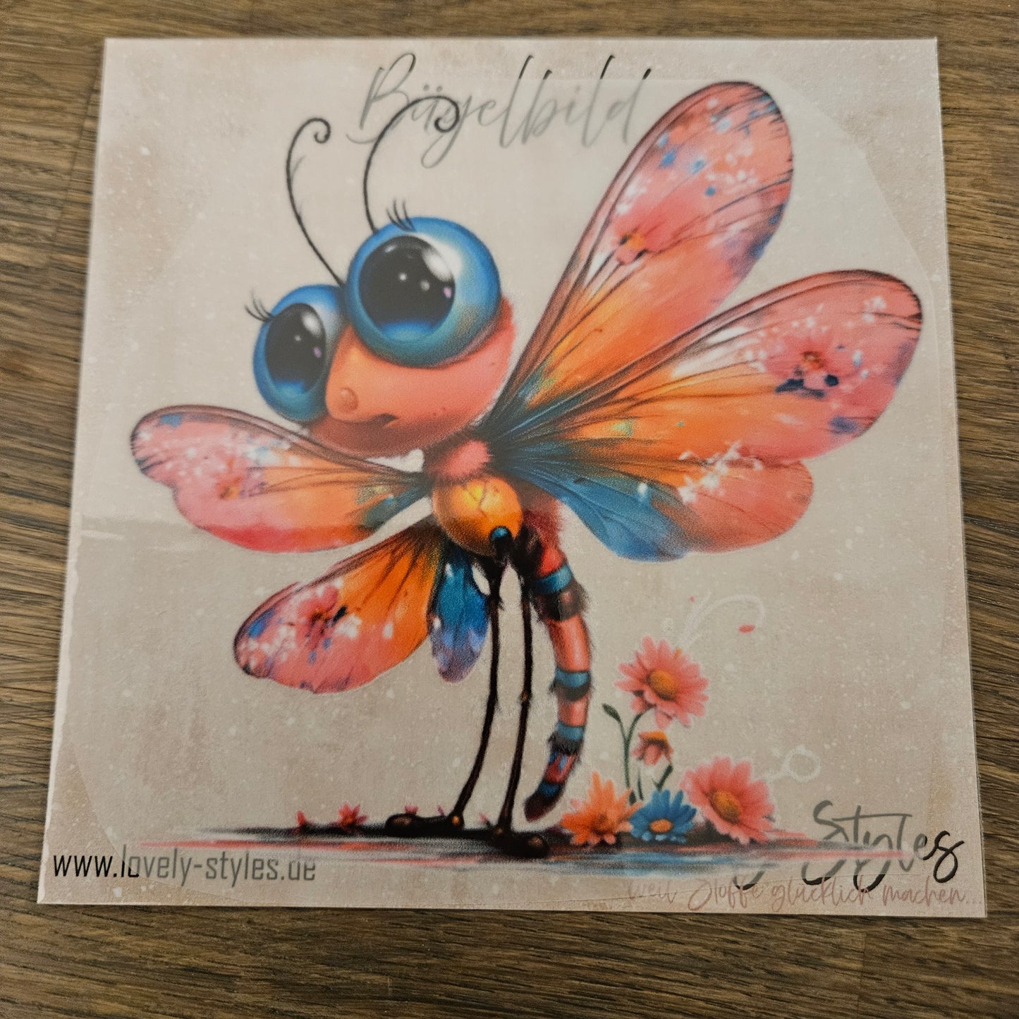 Bügelbild - Funny Libelle ca. 15cm