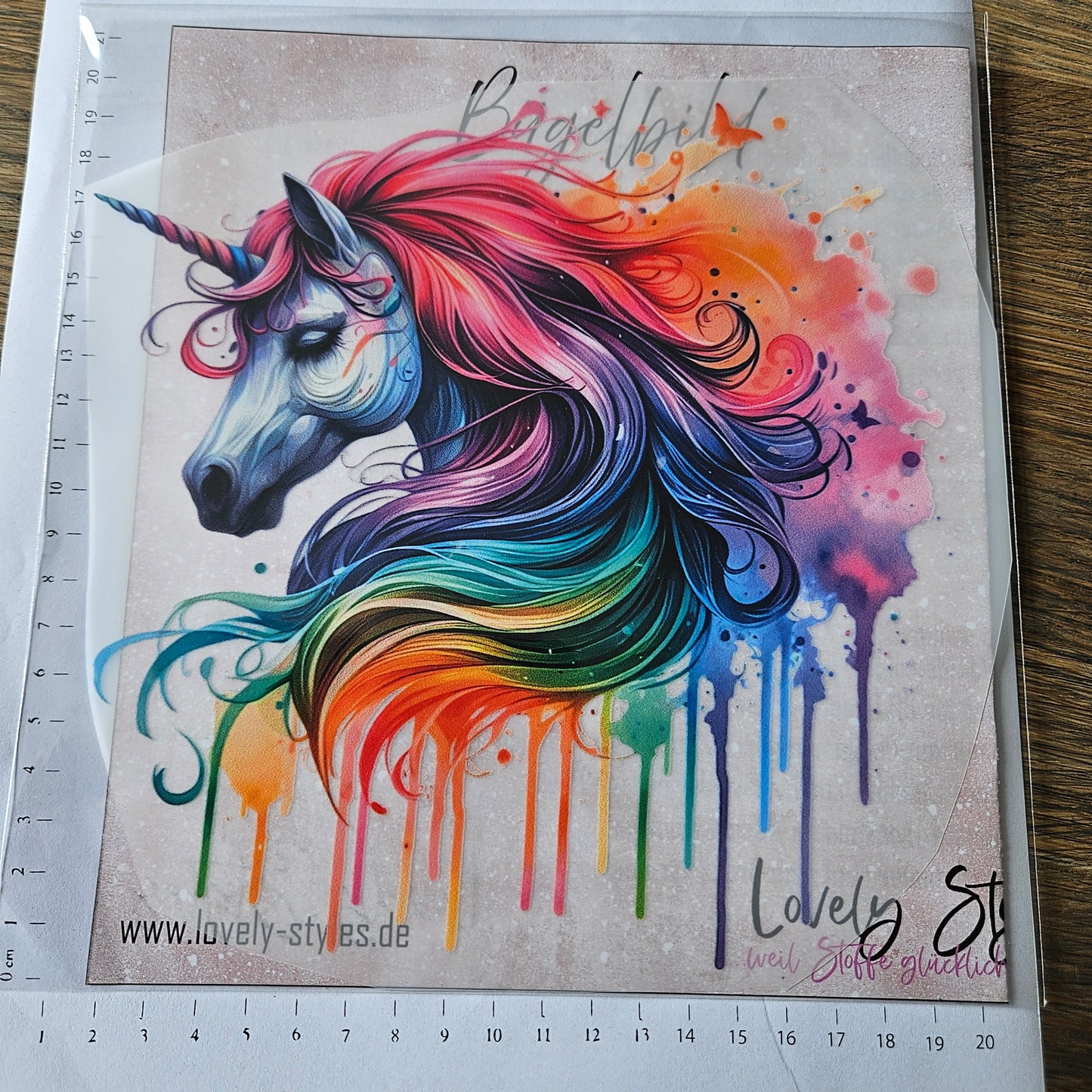 Bügelbild - Einhorn Bunt ca. 20cm