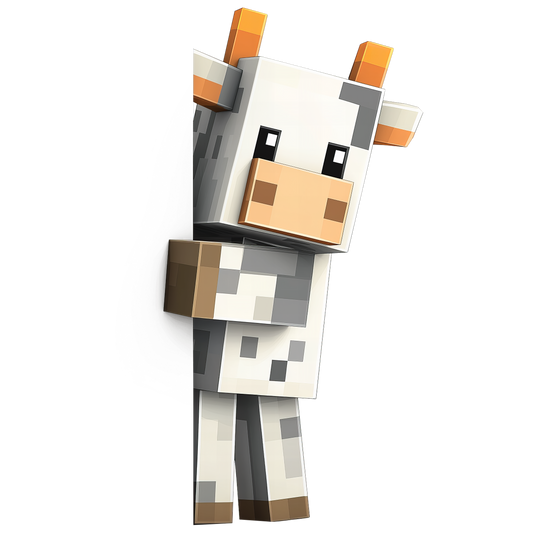 Auktion - Bügelbild - Pixel World Kuh - 20cm