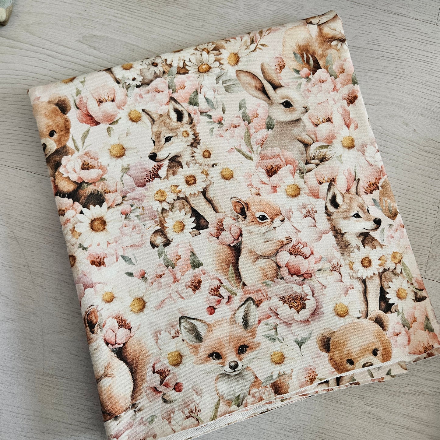 Sommersweat - Waldtiere Blumen Rosa 0,5m