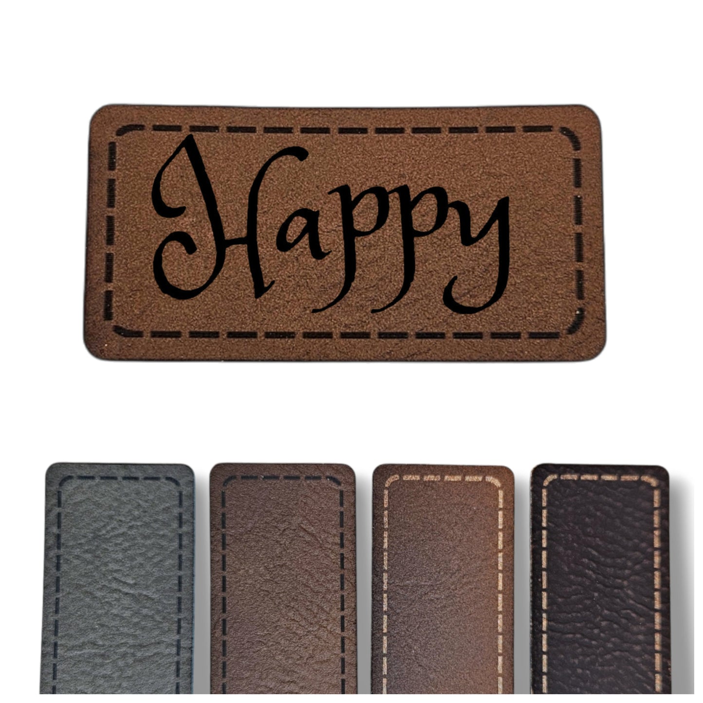 Kunstleder Patch - Rechteck - Happy