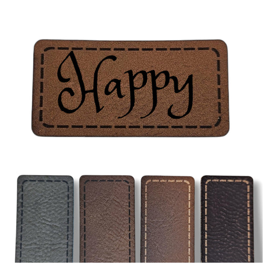 Kunstleder Patch - Rechteck - Happy