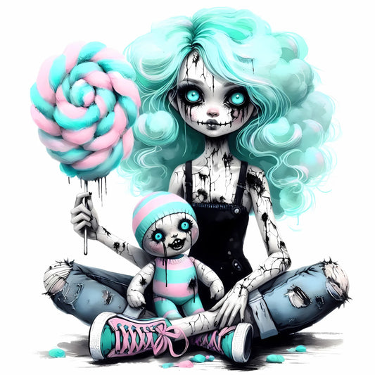 Auktion - Bügelbild - Zombie Mädchen Mint 19 - 20cm