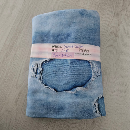 Sommersweat - Denim Löcheroptik 0,94m