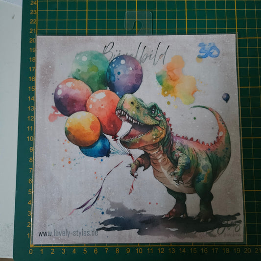 Bügelbild -  Dino Geburtstag ca. 20cm