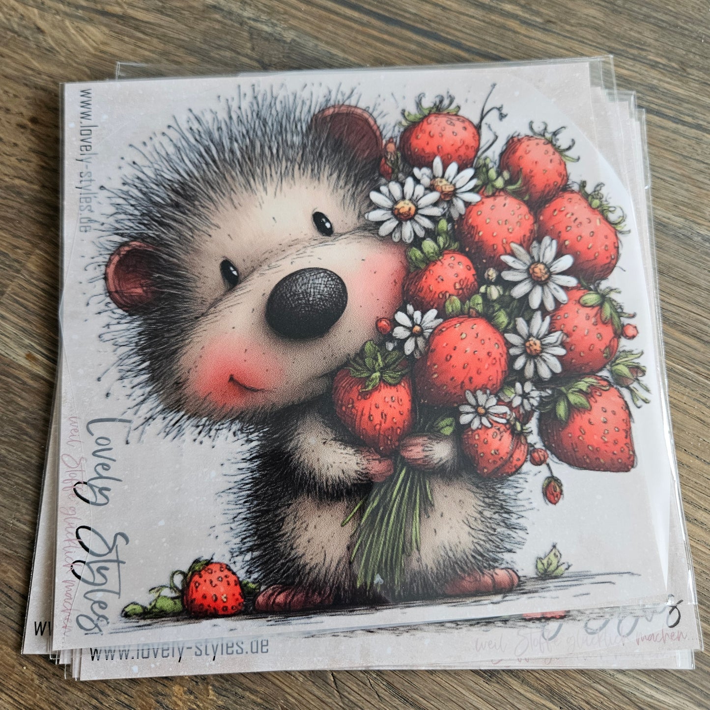 Bügelbild - Igel Erdbeeren ca. 15cm