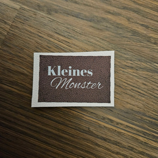 Kunstlederlabel - Kleines Monster Braun/hellblau