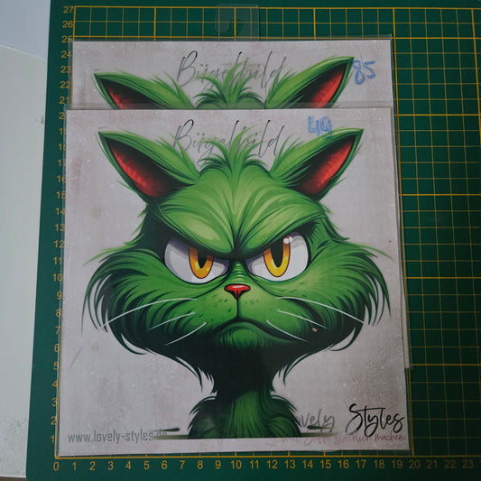 Bügelbild - Grinch Katze ca. 20cm