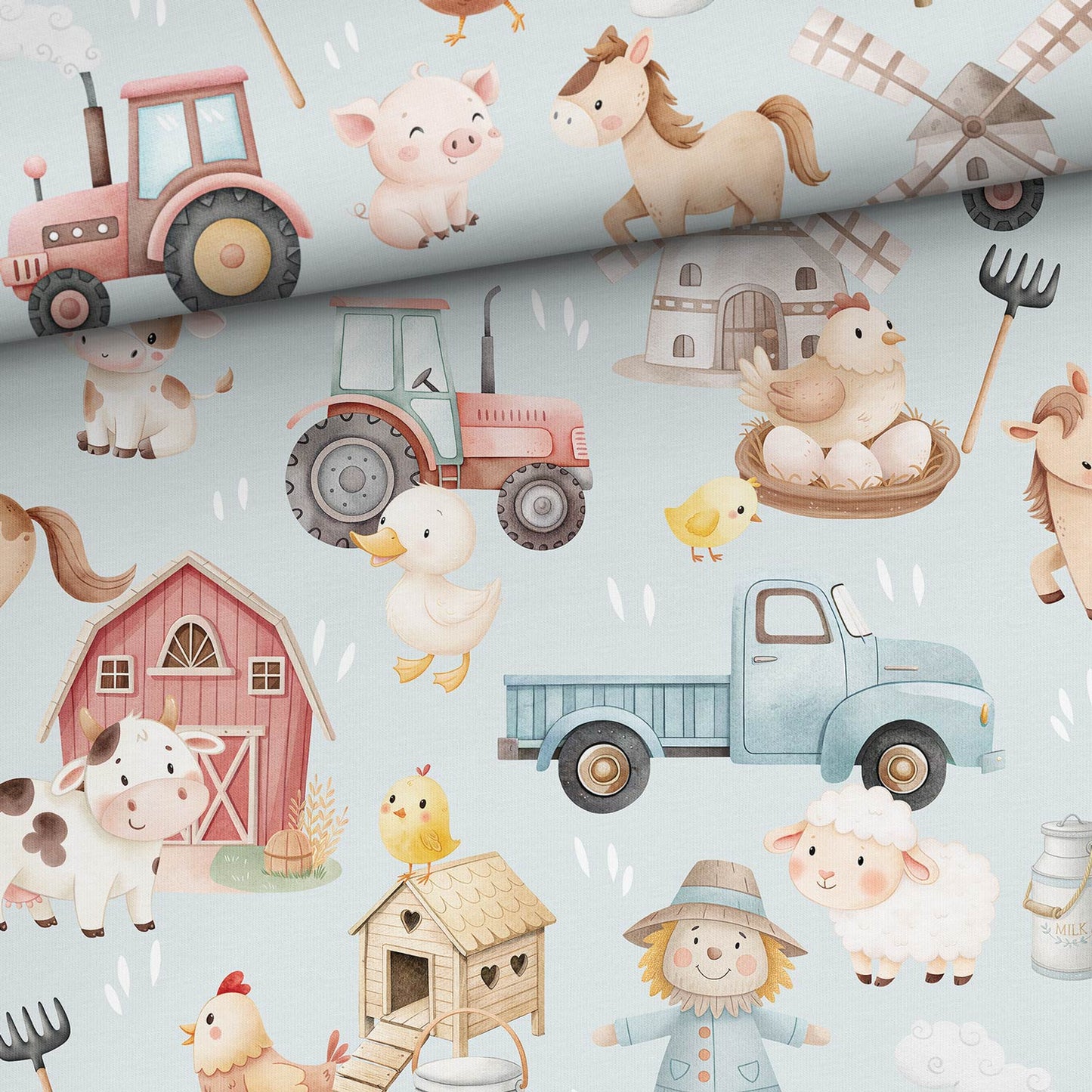 Jersey - Bauernhof Blau