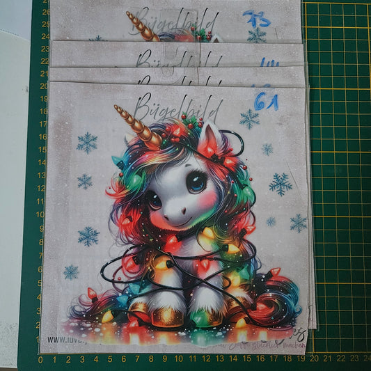 Bügelbild - Weihnachts Einhorn ca. 20cm