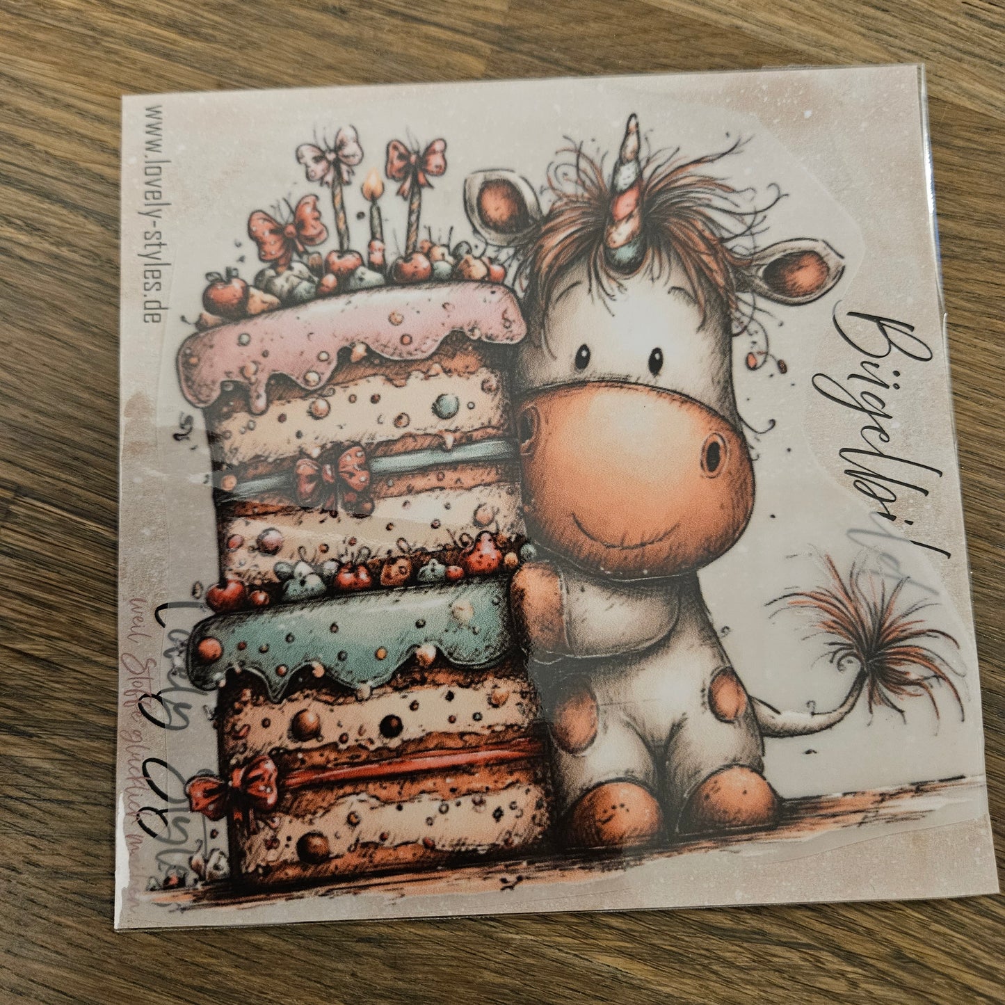 Bügelbild - Geburtstag Einhorn ca. 15cm