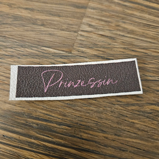 Kunstlederlabel - Prinzessin Braun/Rosa