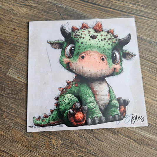 Bügelbild - Dino Grün ca. 15cm